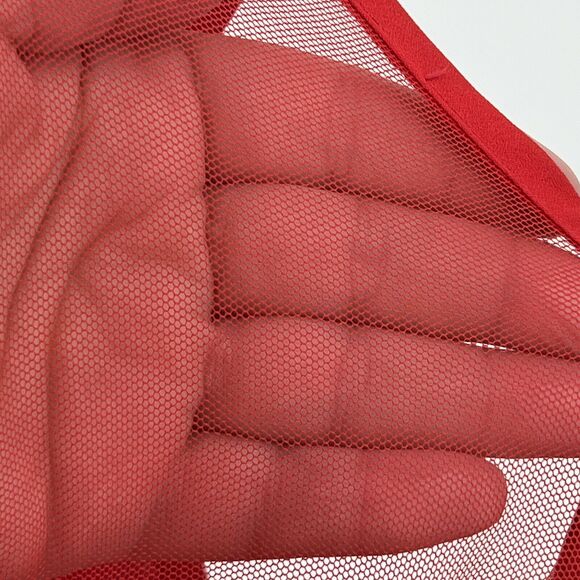 Vintage 70's Diamond Run Women's 100% Polyester Red Drop Waist Lace Mesh‎ Dress - Picture 5 of 7